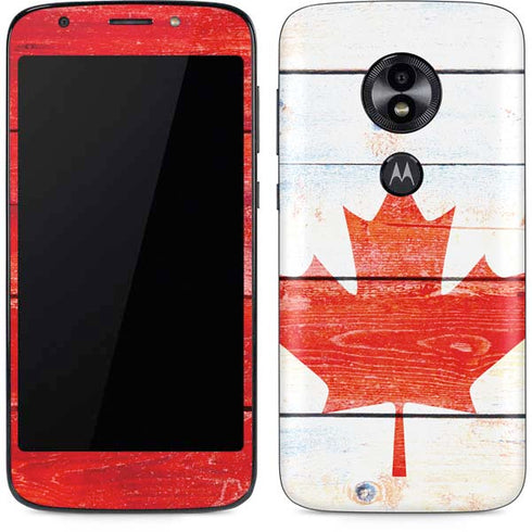Canada Flag Light Wood Moto E5 Play Skin